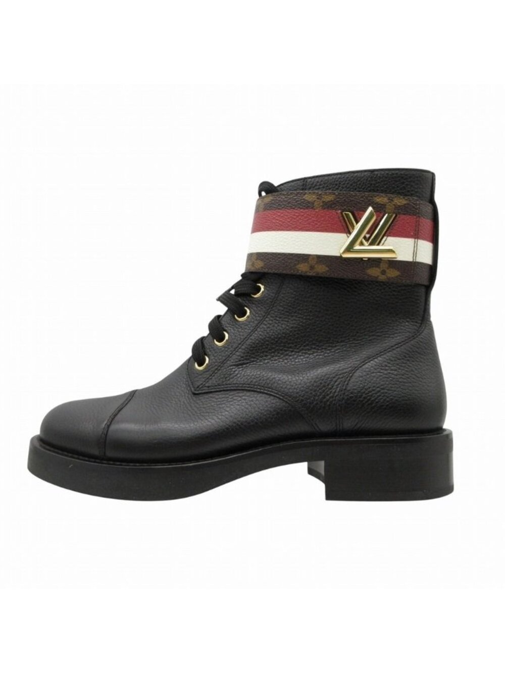 Louis Vuitton Boots Wonderland Line Ankle Leather Short LV Monogram Belt Black